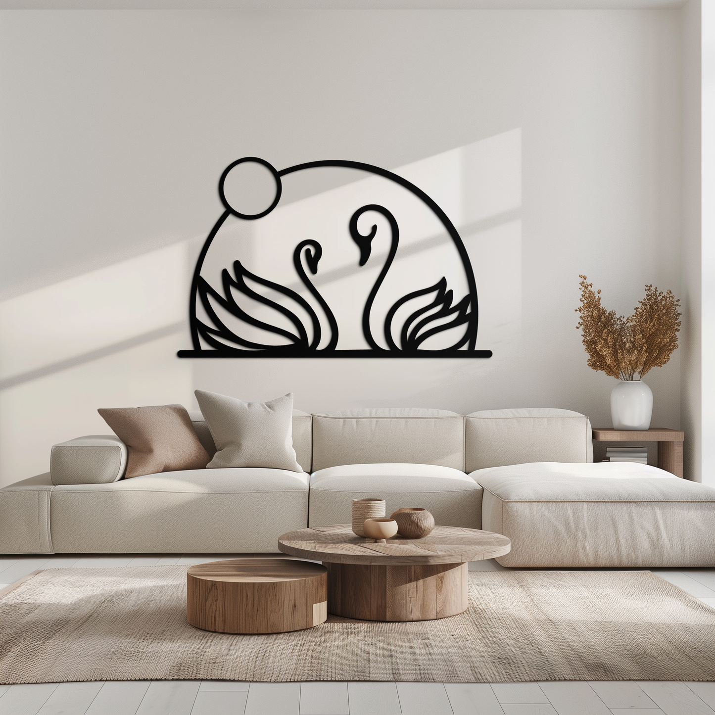 Elegant Swan Couple Silhouette Metal Wall Art – Romantic Bird Design for Home Decor- KAF634 - Tampa Home & Garden Store