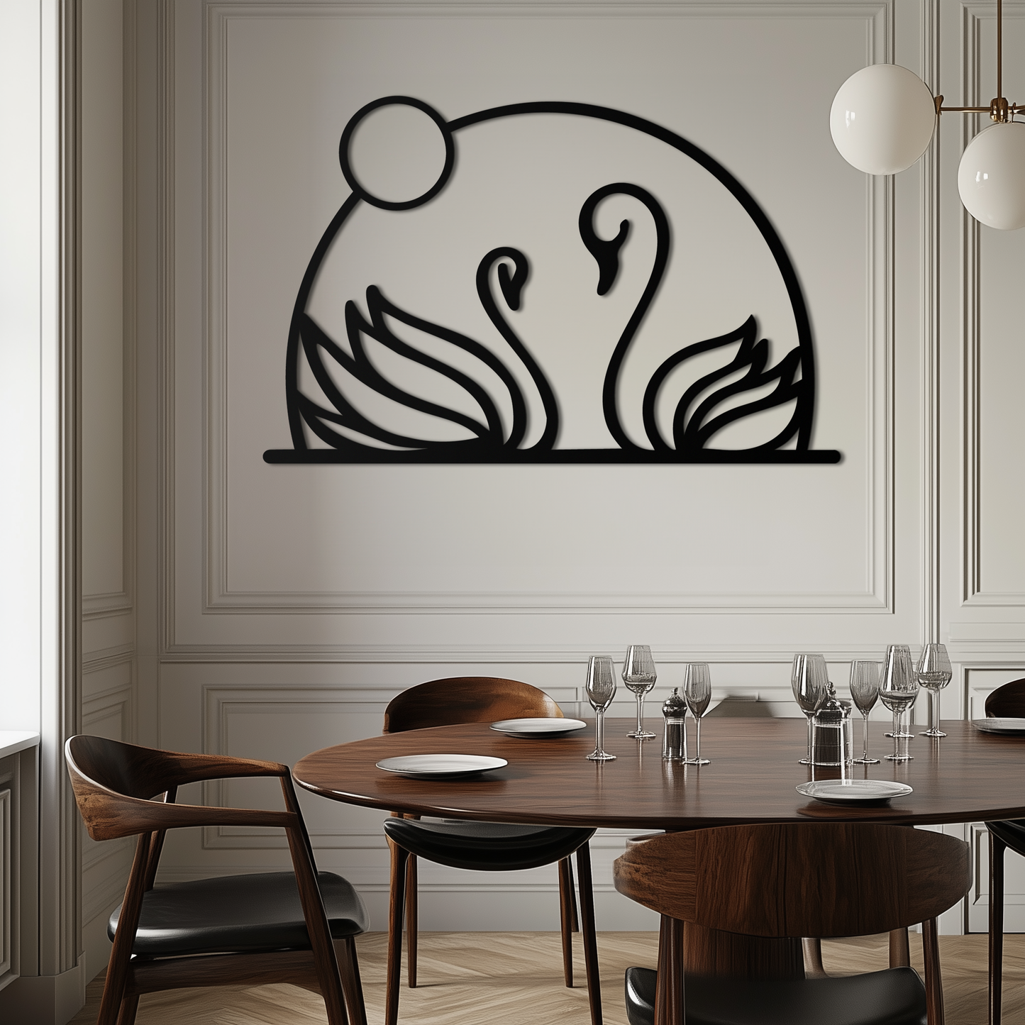 Elegant Swan Couple Silhouette Metal Wall Art – Romantic Bird Design for Home Decor- KAF634 - Tampa Home & Garden Store
