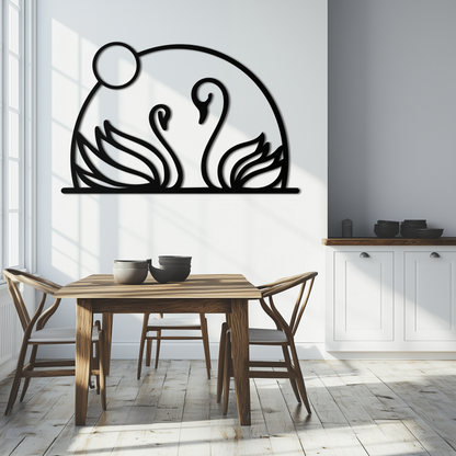 Elegant Swan Couple Silhouette Metal Wall Art – Romantic Bird Design for Home Decor- KAF634 - Tampa Home & Garden Store