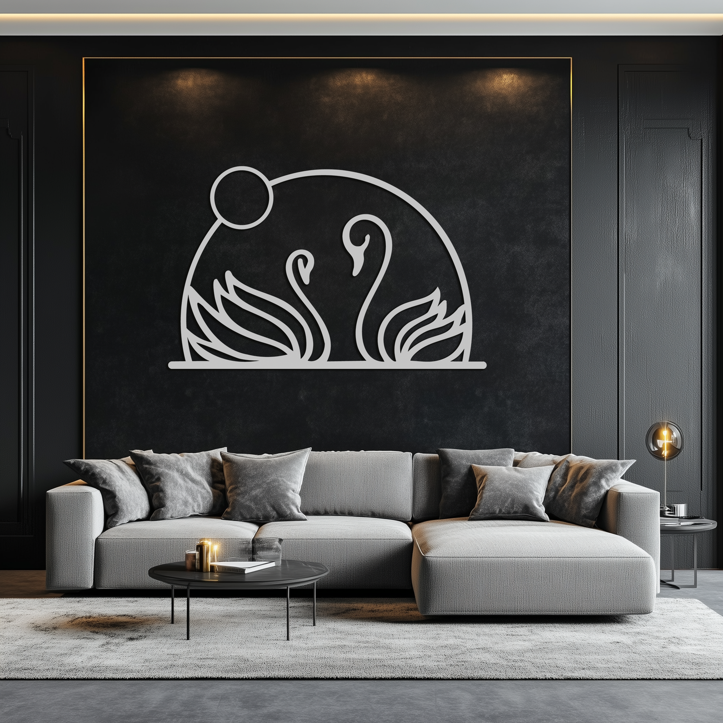Elegant Swan Couple Silhouette Metal Wall Art – Romantic Bird Design for Home Decor- KAF634 - Tampa Home & Garden Store
