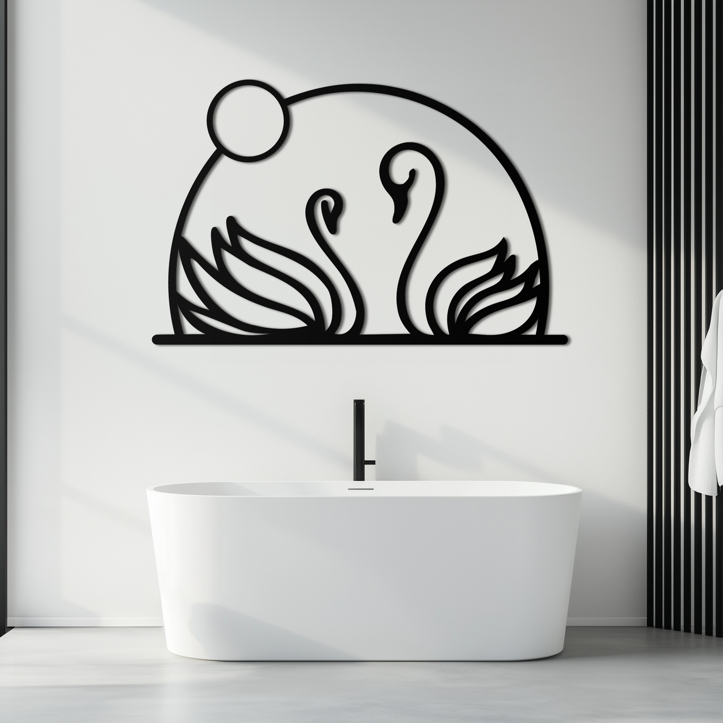 Elegant Swan Couple Silhouette Metal Wall Art – Romantic Bird Design for Home Decor- KAF634 - Tampa Home & Garden Store