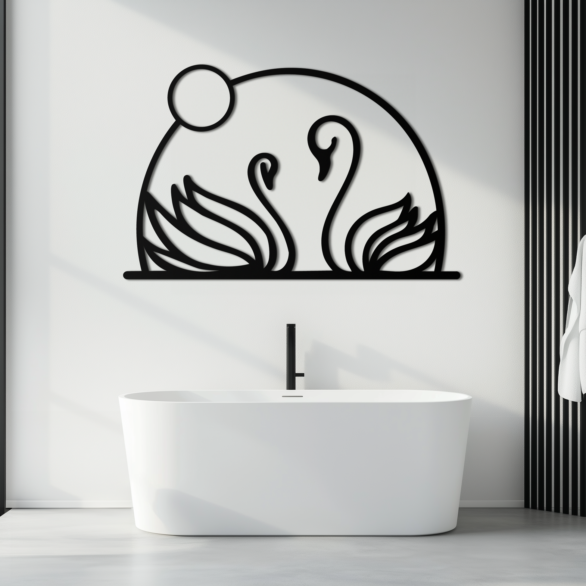 Elegant Swan Couple Silhouette Metal Wall Art – Romantic Bird Design for Home Decor- KAF634 - Tampa Home & Garden Store