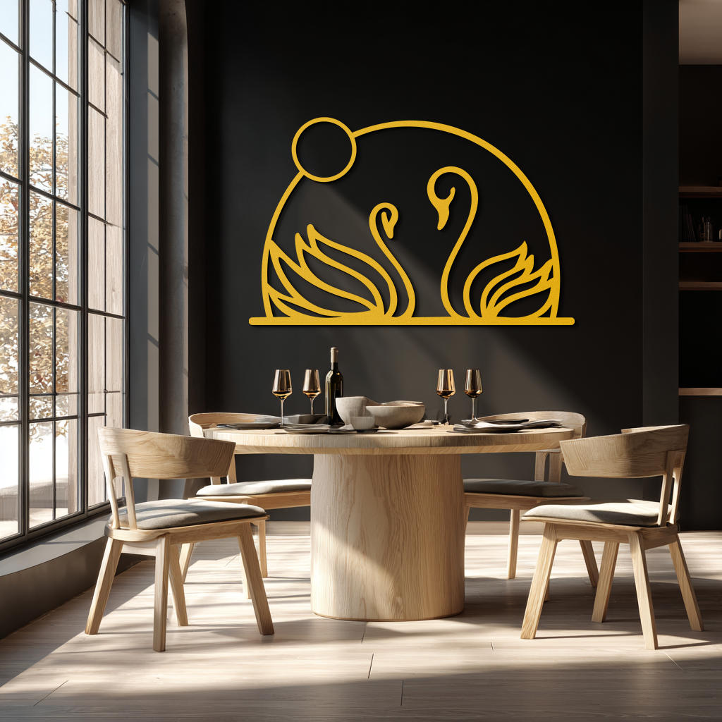 Elegant Swan Couple Silhouette Metal Wall Art – Romantic Bird Design for Home Decor- KAF634 - Tampa Home & Garden Store