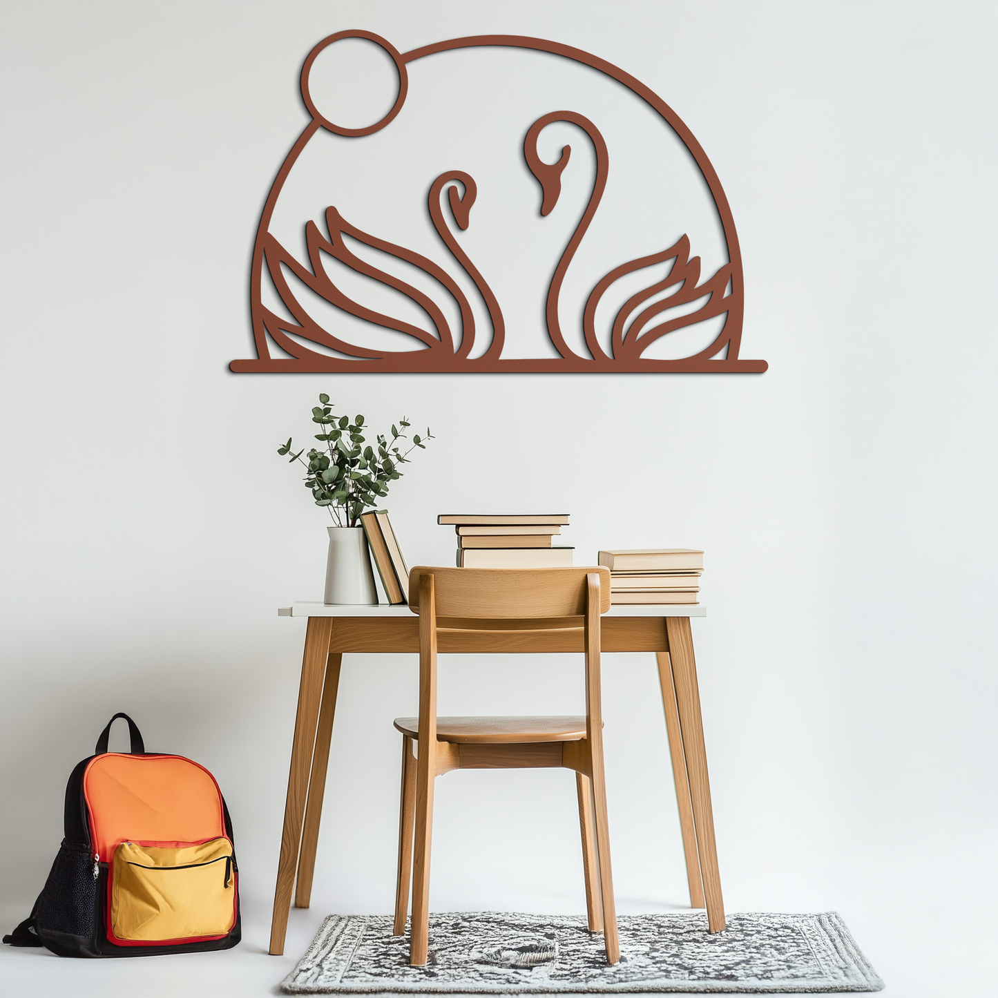 Elegant Swan Couple Silhouette Metal Wall Art – Romantic Bird Design for Home Decor- KAF634 - Tampa Home & Garden Store