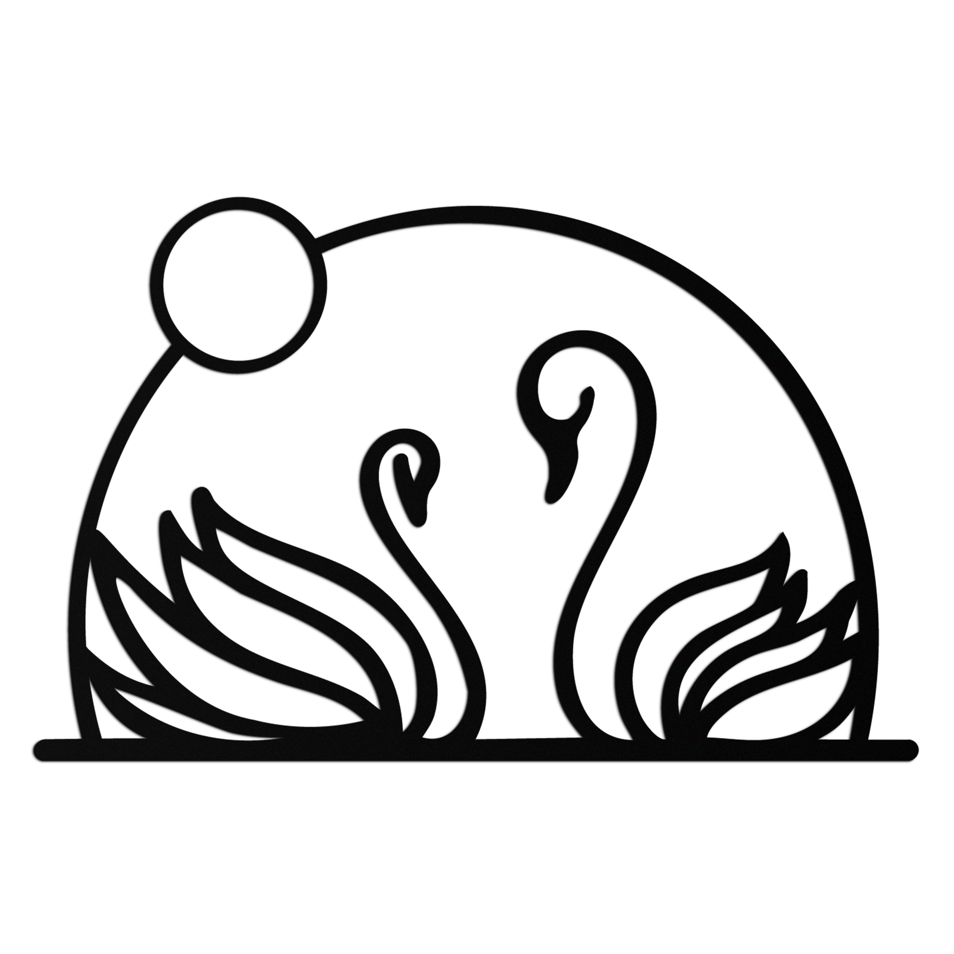 Elegant Swan Couple Silhouette Metal Wall Art – Romantic Bird Design for Home Decor- KAF634 - Tampa Home & Garden Store
