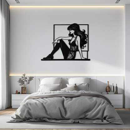 Elegant Woman Silhouette Metal Wall Art – Modern Black Feminine Home Decor- KAF511 - Tampa Home & Garden Store