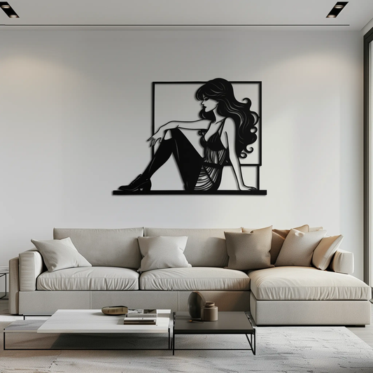 Elegant Woman Silhouette Metal Wall Art – Modern Black Feminine Home Decor- KAF511 - Tampa Home & Garden Store