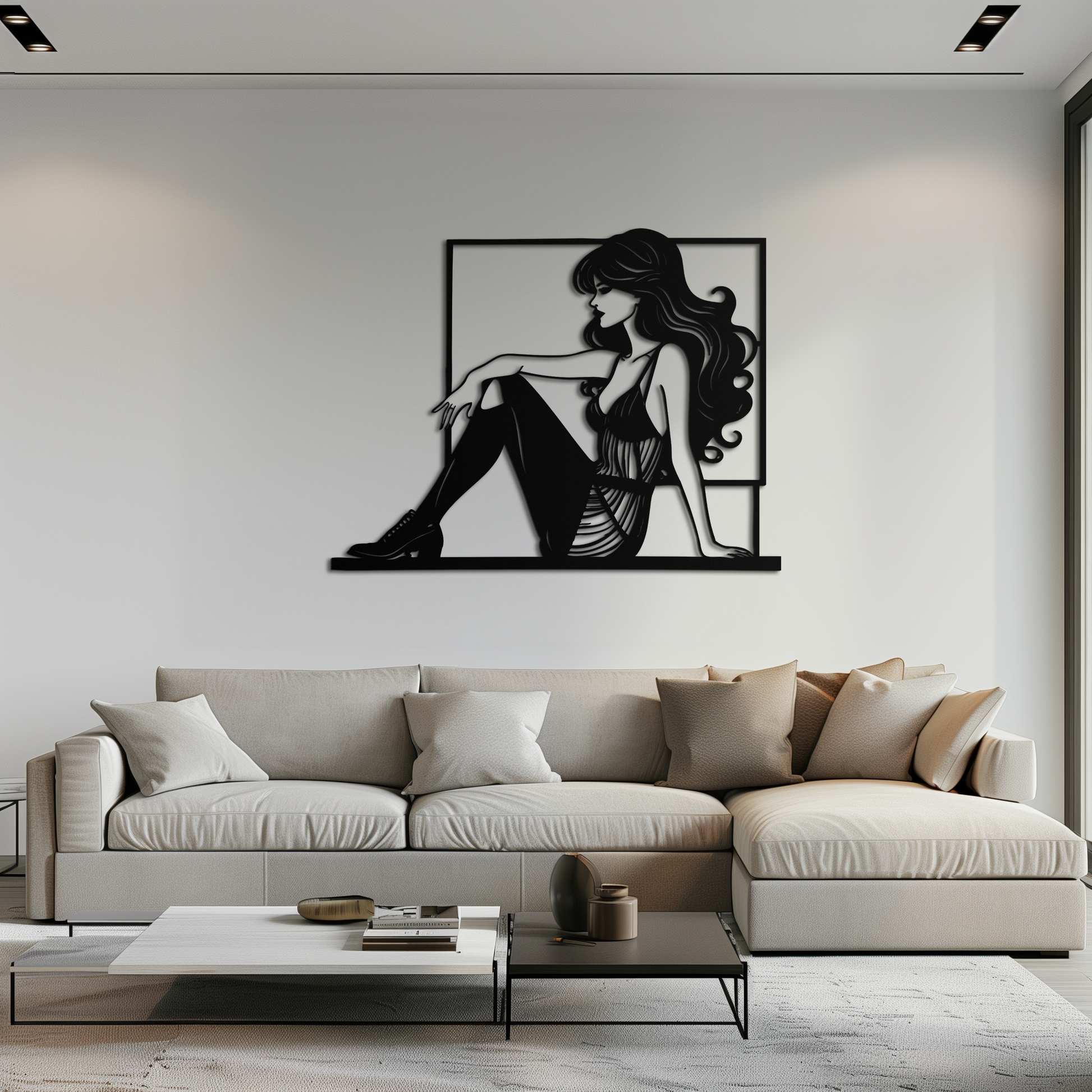 Elegant Woman Silhouette Metal Wall Art – Modern Black Feminine Home Decor- KAF511 - Tampa Home & Garden Store