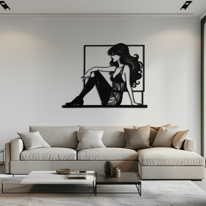 Elegant Woman Silhouette Metal Wall Art – Modern Black Feminine Home Decor- KAF511 - Tampa Home & Garden Store