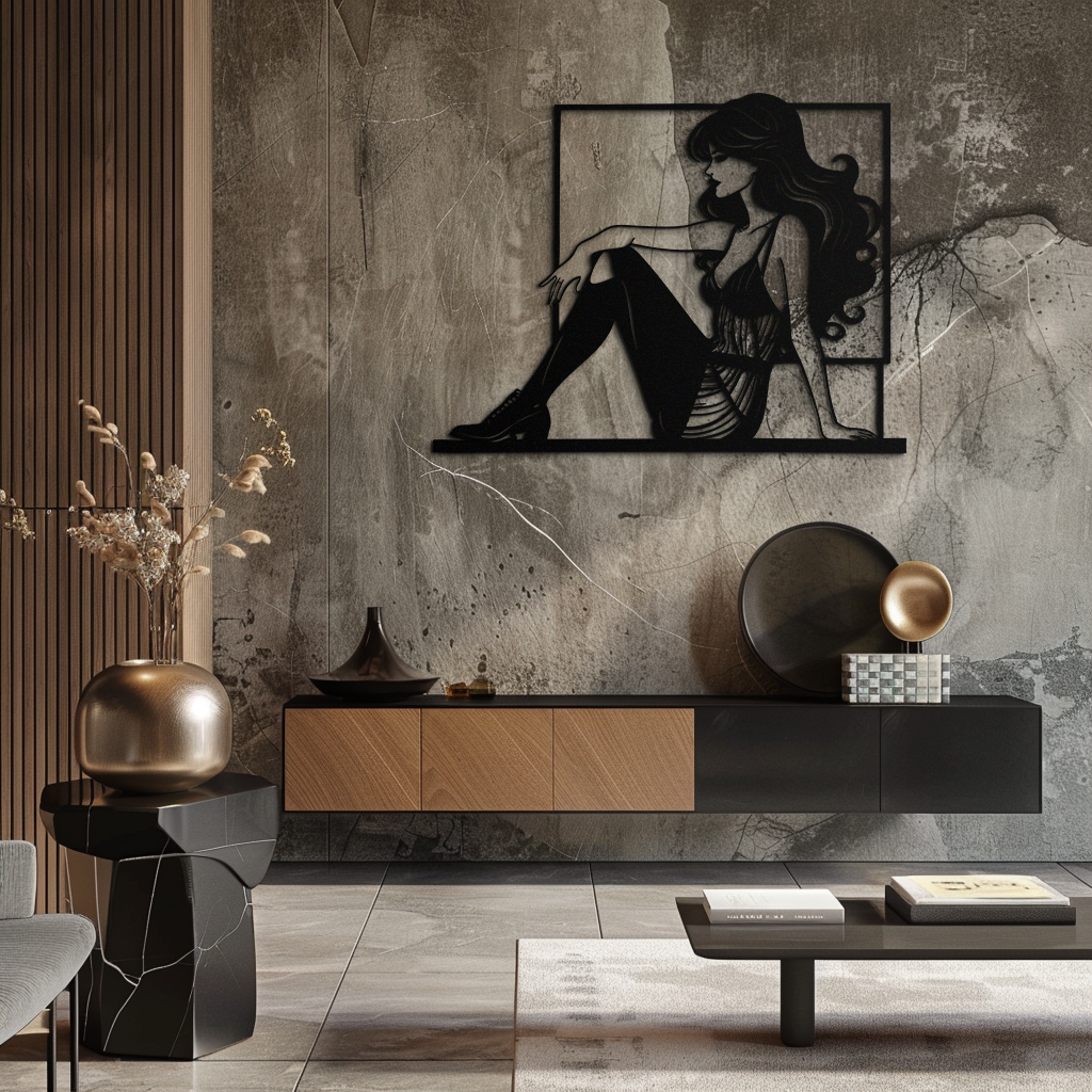 Elegant Woman Silhouette Metal Wall Art – Modern Black Feminine Home Decor- KAF511 - Tampa Home & Garden Store
