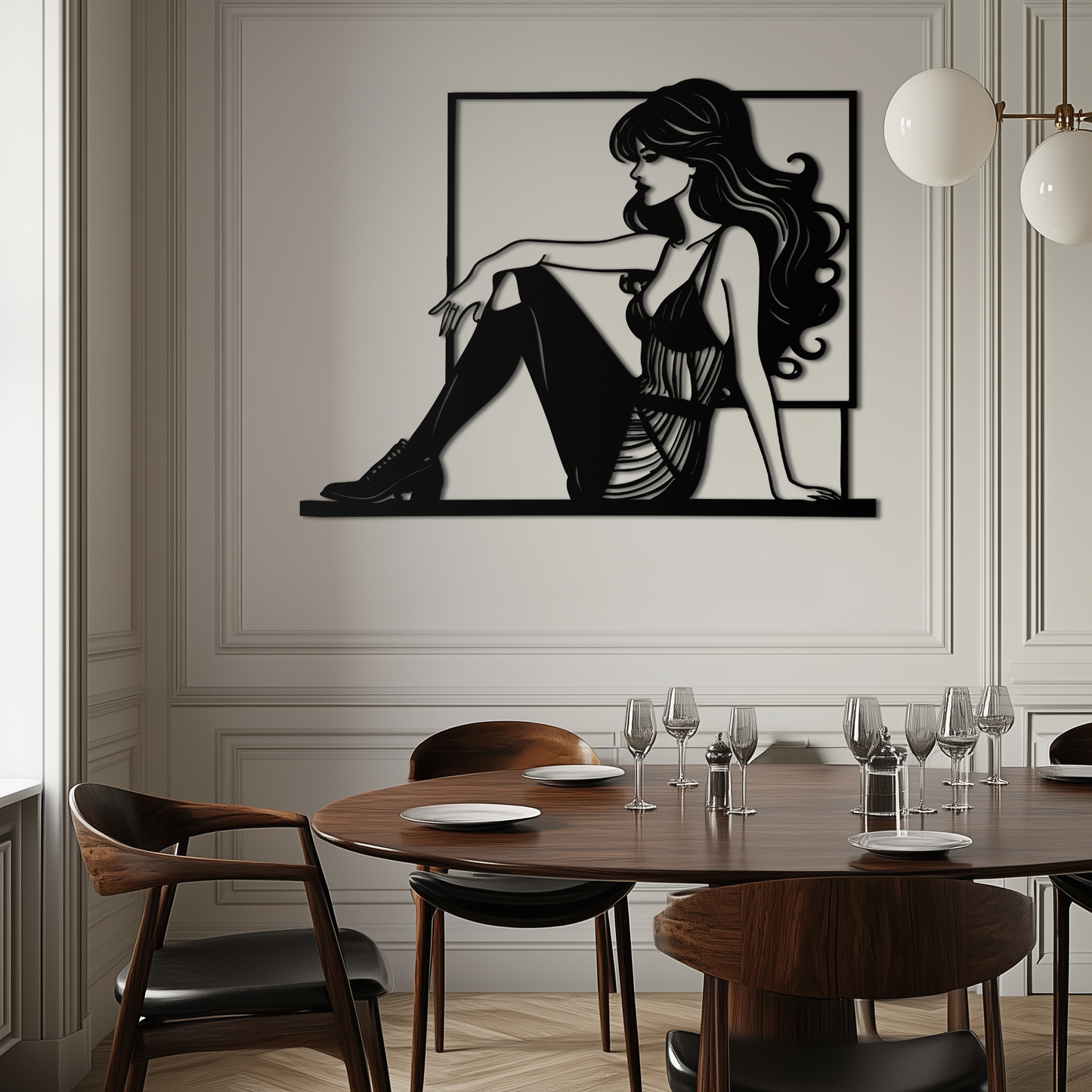 Elegant Woman Silhouette Metal Wall Art – Modern Black Feminine Home Decor- KAF511 - Tampa Home & Garden Store