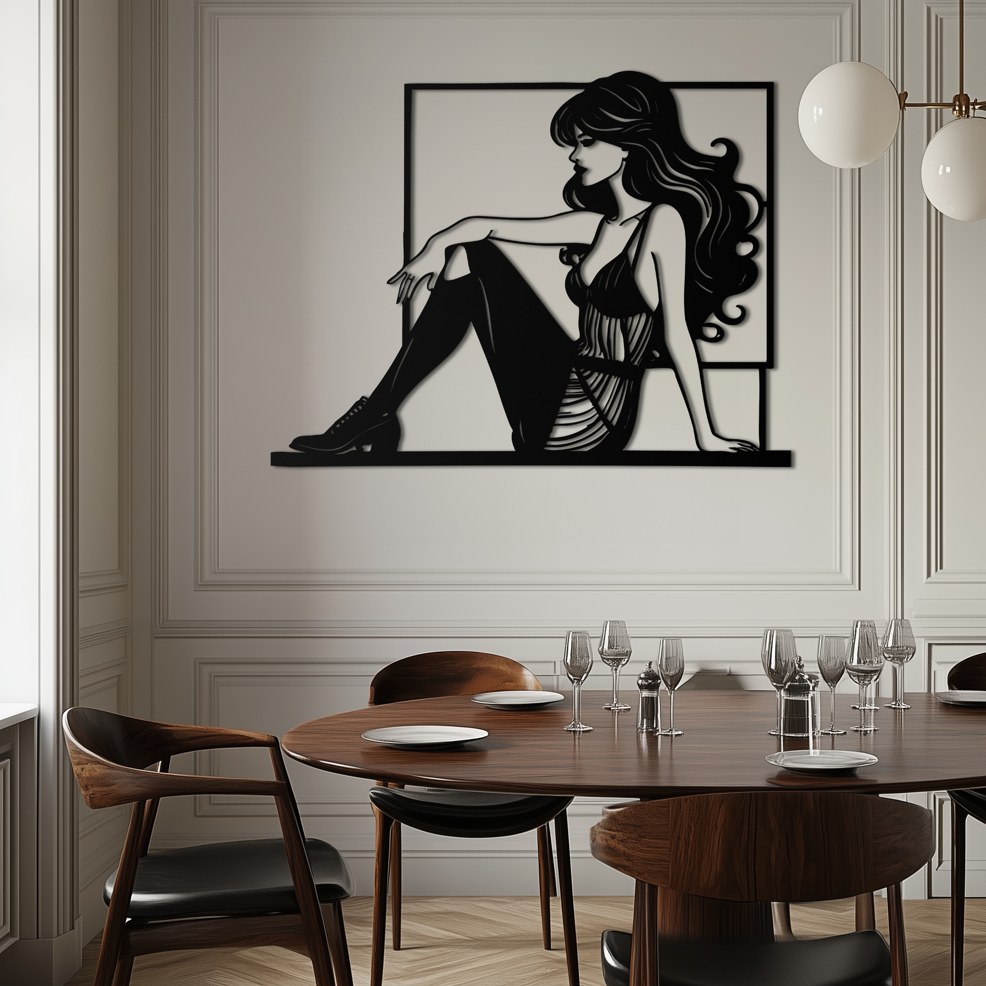 Elegant Woman Silhouette Metal Wall Art – Modern Black Feminine Home Decor- KAF511 - Tampa Home & Garden Store