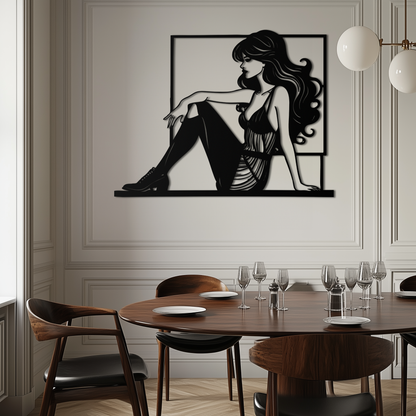 Elegant Woman Silhouette Metal Wall Art – Modern Black Feminine Home Decor- KAF511 - Tampa Home & Garden Store