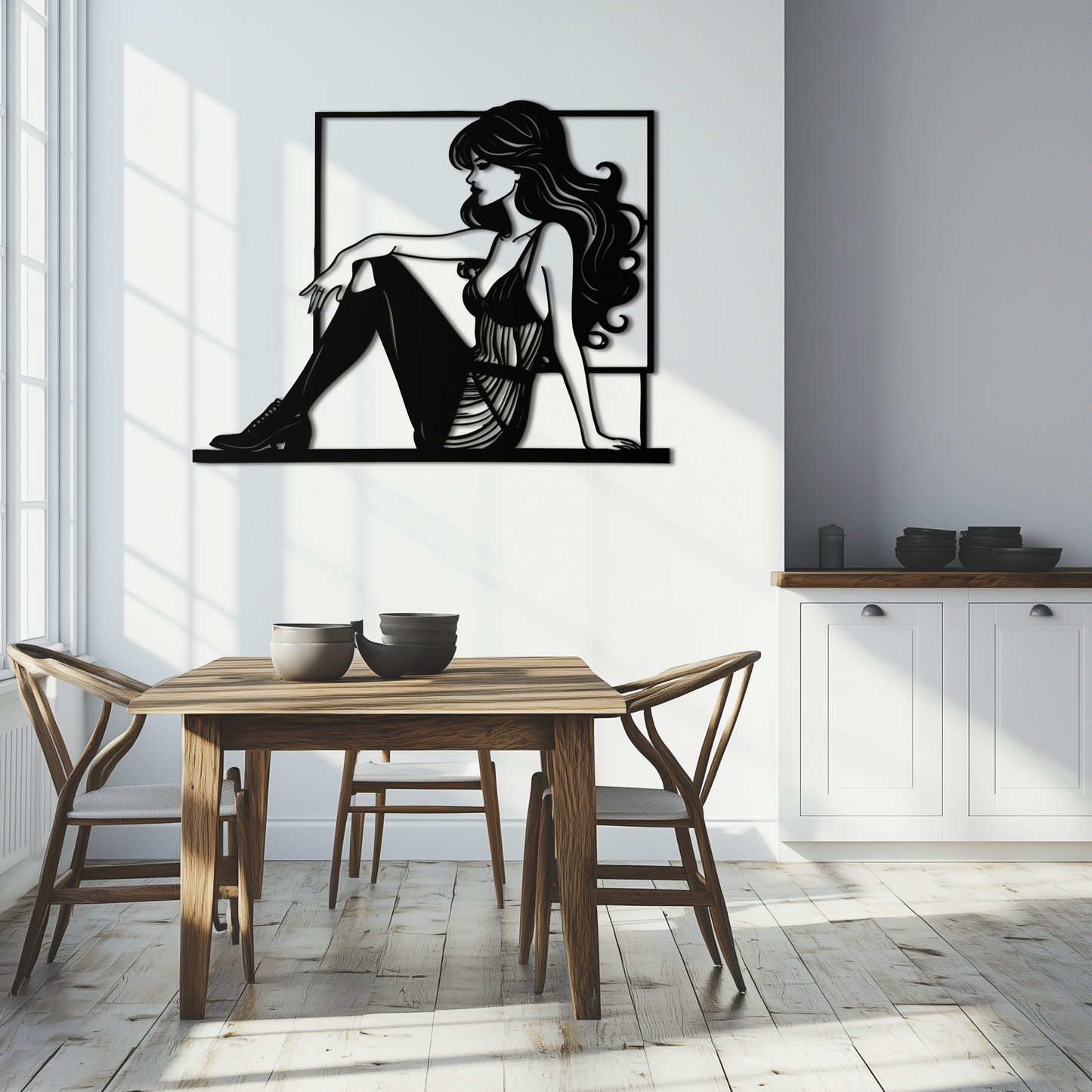 Elegant Woman Silhouette Metal Wall Art – Modern Black Feminine Home Decor- KAF511 - Tampa Home & Garden Store