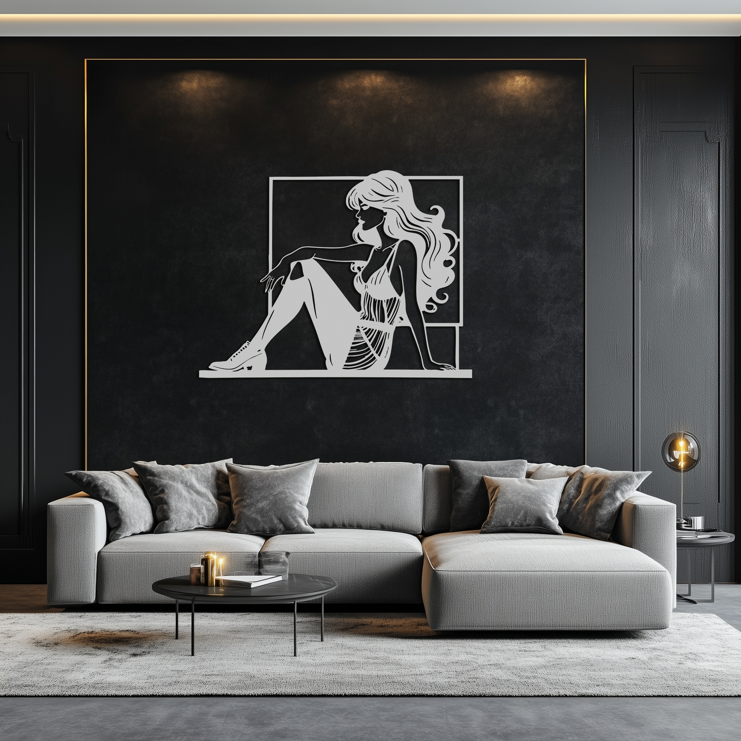 Elegant Woman Silhouette Metal Wall Art – Modern Black Feminine Home Decor- KAF511 - Tampa Home & Garden Store