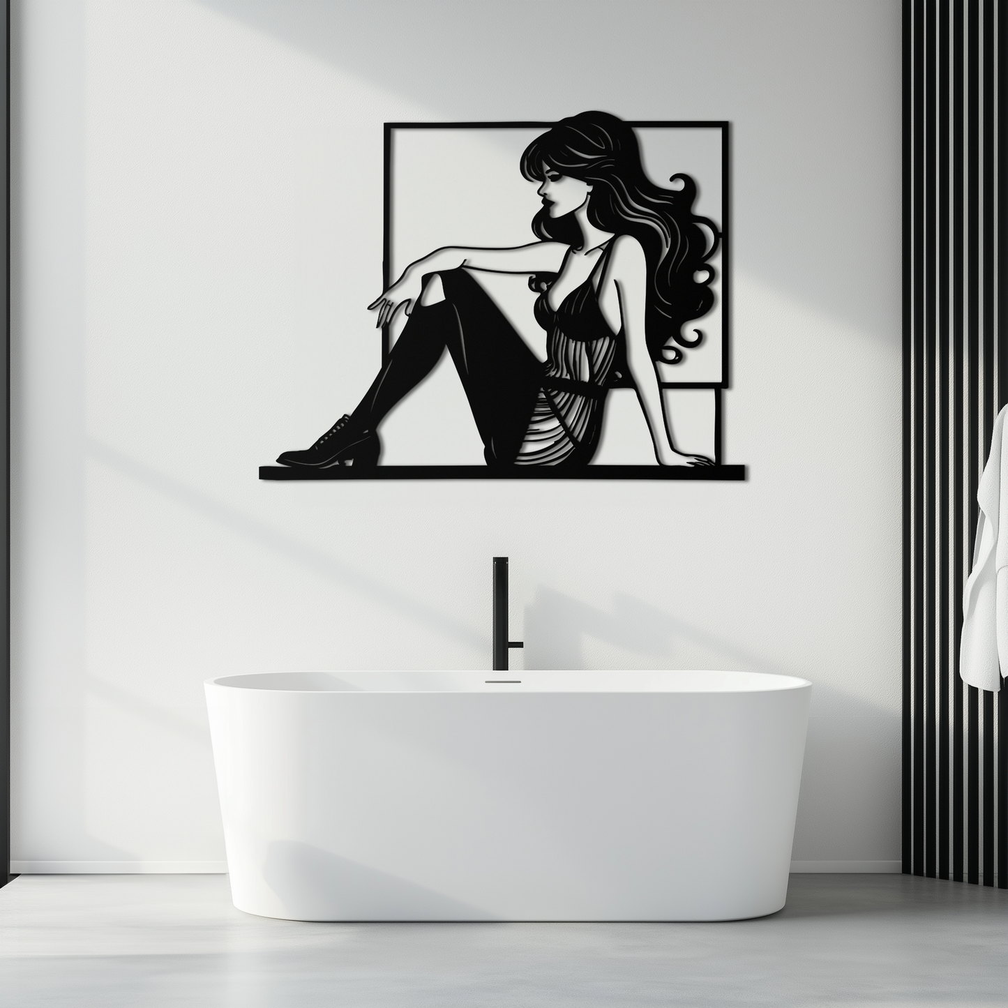 Elegant Woman Silhouette Metal Wall Art – Modern Black Feminine Home Decor- KAF511 - Tampa Home & Garden Store