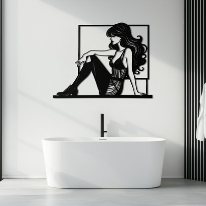 Elegant Woman Silhouette Metal Wall Art – Modern Black Feminine Home Decor- KAF511 - Tampa Home & Garden Store