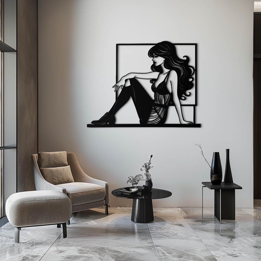 Elegant Woman Silhouette Metal Wall Art – Modern Black Feminine Home Decor- KAF511 - Tampa Home & Garden Store