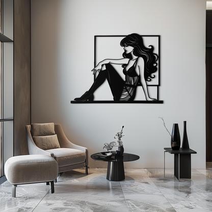 Elegant Woman Silhouette Metal Wall Art – Modern Black Feminine Home Decor- KAF511 - Tampa Home & Garden Store