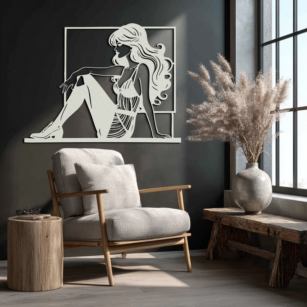 Elegant Woman Silhouette Metal Wall Art – Modern Black Feminine Home Decor- KAF511 - Tampa Home & Garden Store