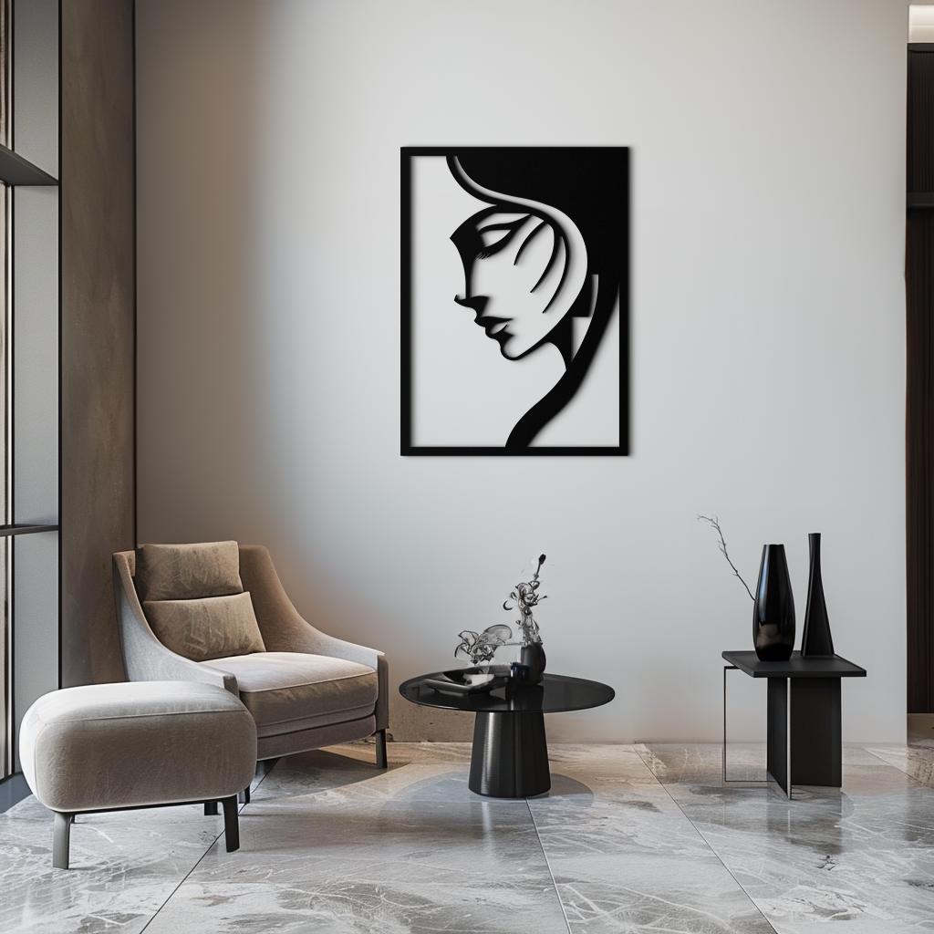 Elegant Woman Silhouette Metal Wall Art – Stylish Female Figure Home Decor- KAF381 - Tampa Home & Garden Store