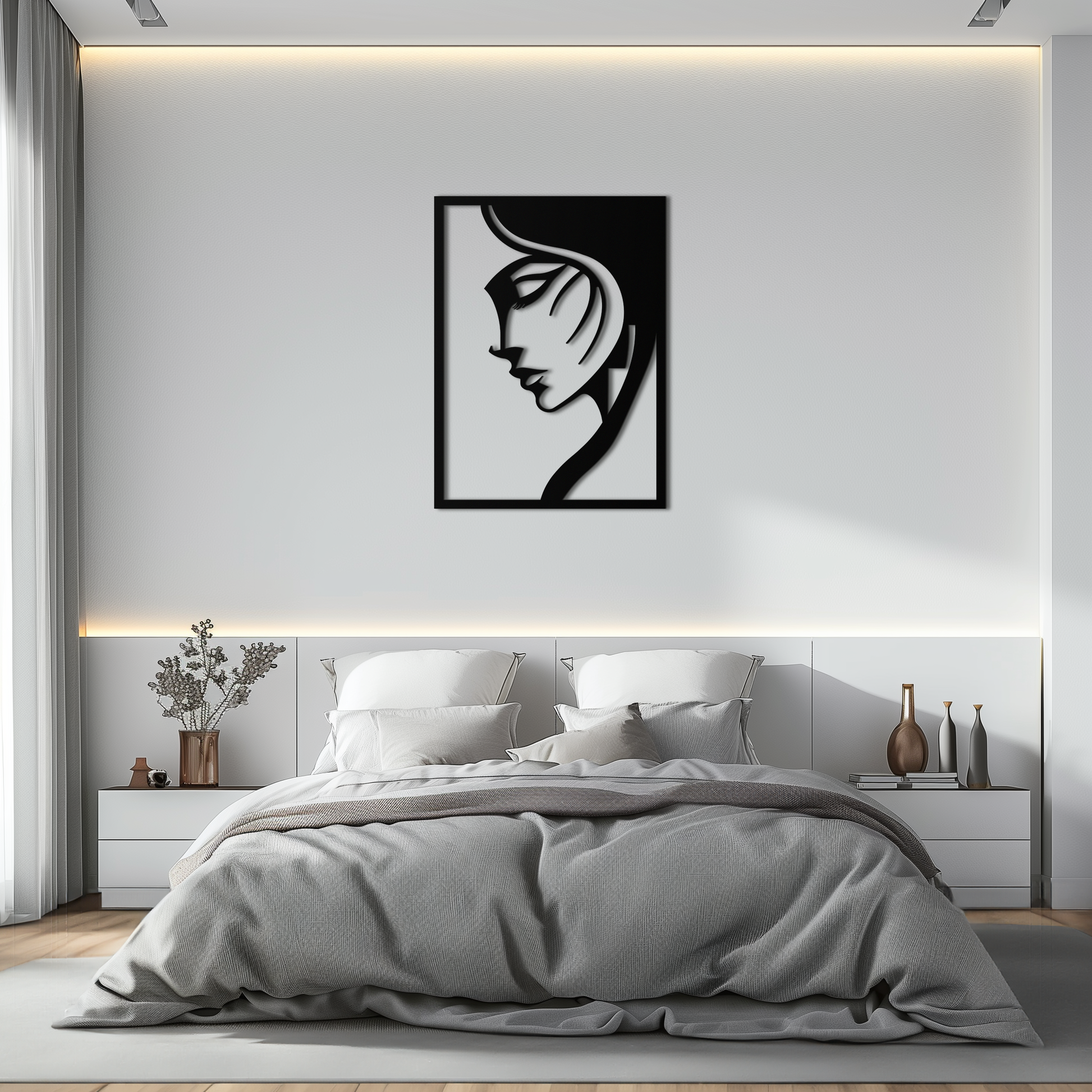 Elegant Woman Silhouette Metal Wall Art – Stylish Female Figure Home Decor- KAF381 - Tampa Home & Garden Store