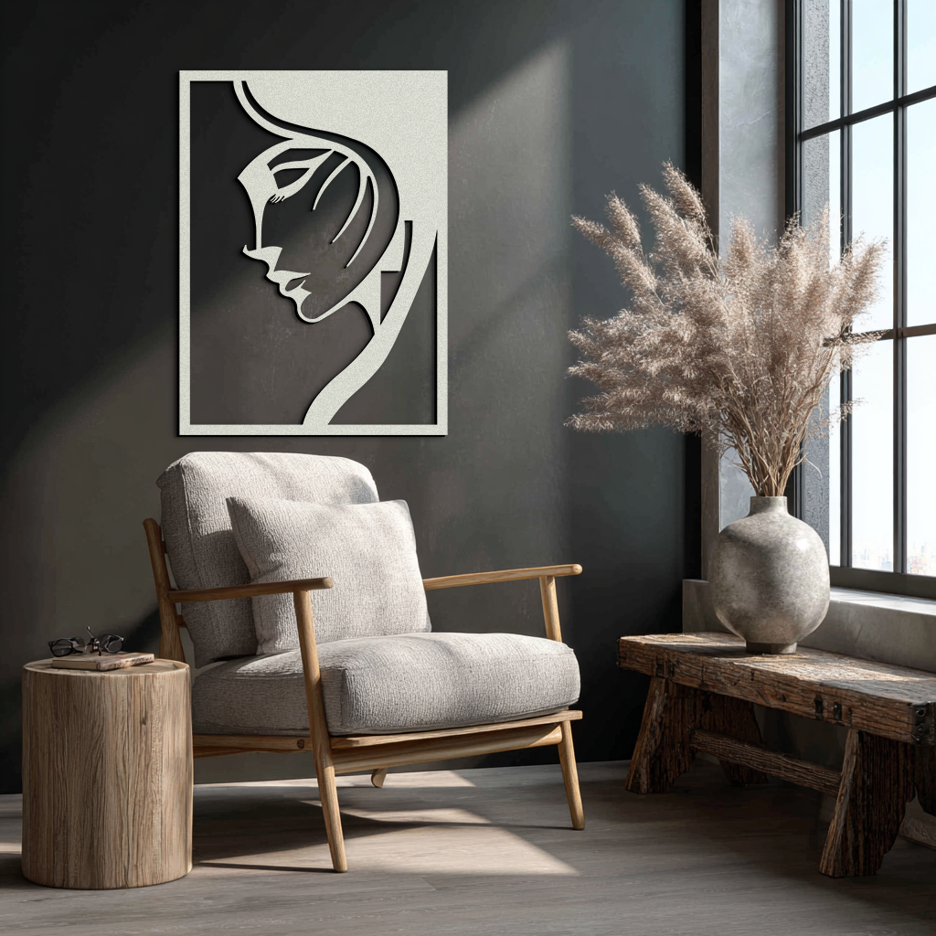 Elegant Woman Silhouette Metal Wall Art – Stylish Female Figure Home Decor- KAF381 - Tampa Home & Garden Store