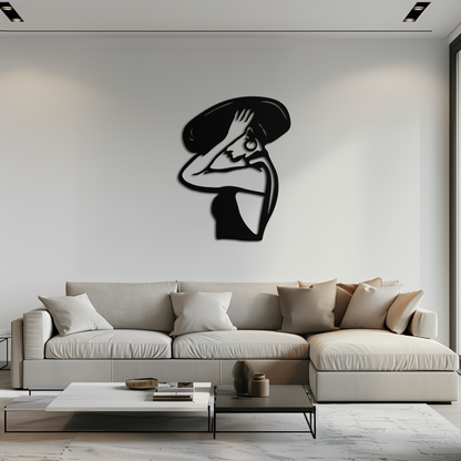 Elegant Woman with Hat Metal Wall Art – Fashion-Inspired Silhouette Décor- KAF651 - Tampa Home & Garden Store