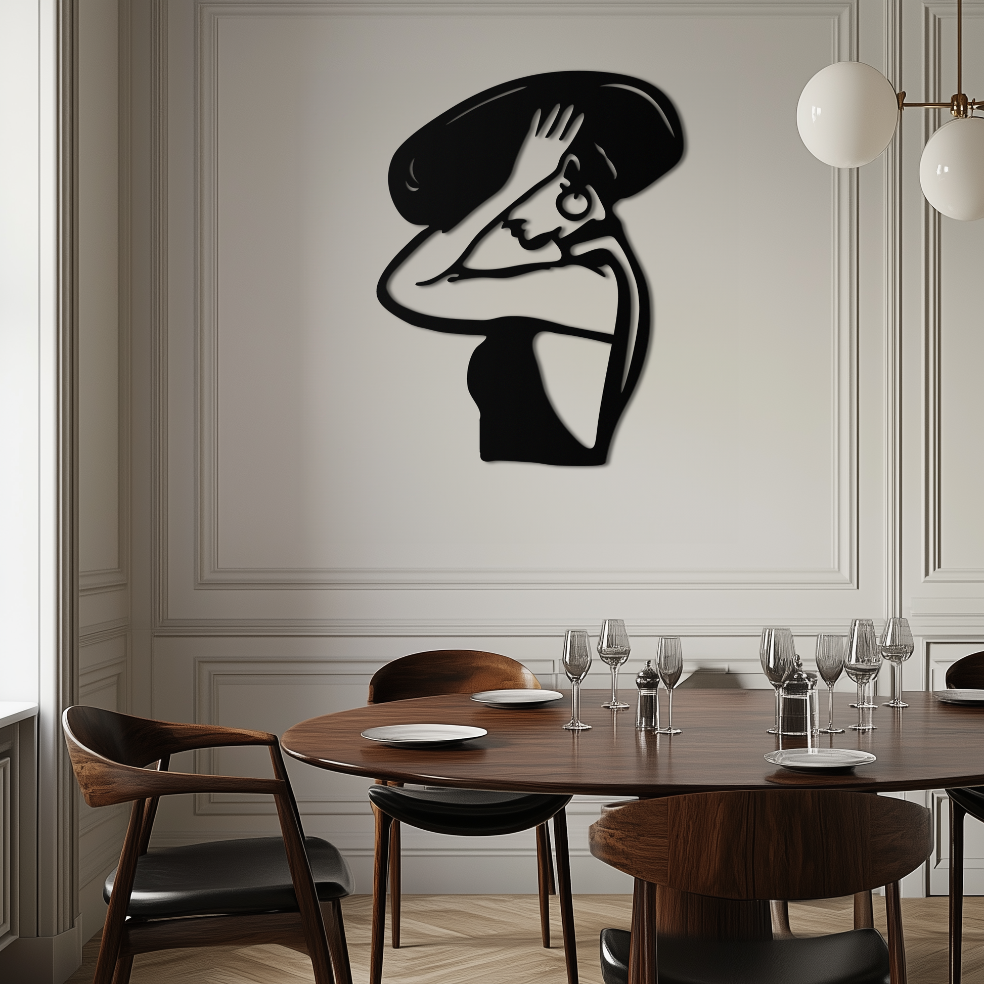Elegant Woman with Hat Metal Wall Art – Fashion-Inspired Silhouette Décor- KAF651 - Tampa Home & Garden Store