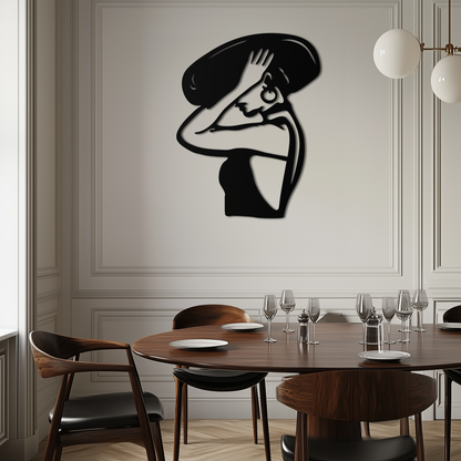 Elegant Woman with Hat Metal Wall Art – Fashion-Inspired Silhouette Décor- KAF651 - Tampa Home & Garden Store