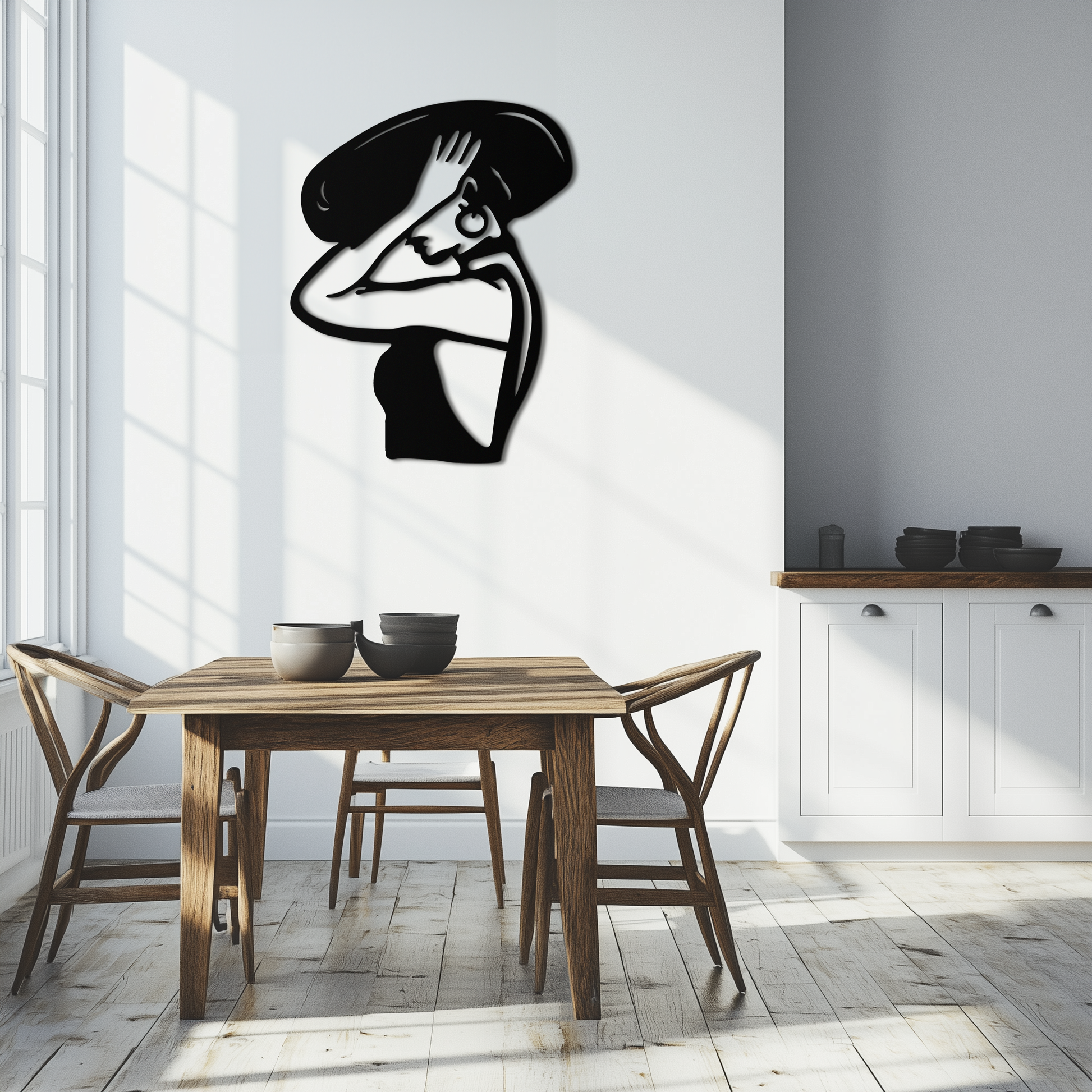 Elegant Woman with Hat Metal Wall Art – Fashion-Inspired Silhouette Décor- KAF651 - Tampa Home & Garden Store
