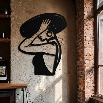 Elegant Woman with Hat Metal Wall Art – Fashion-Inspired Silhouette Décor- KAF651 - Tampa Home & Garden Store