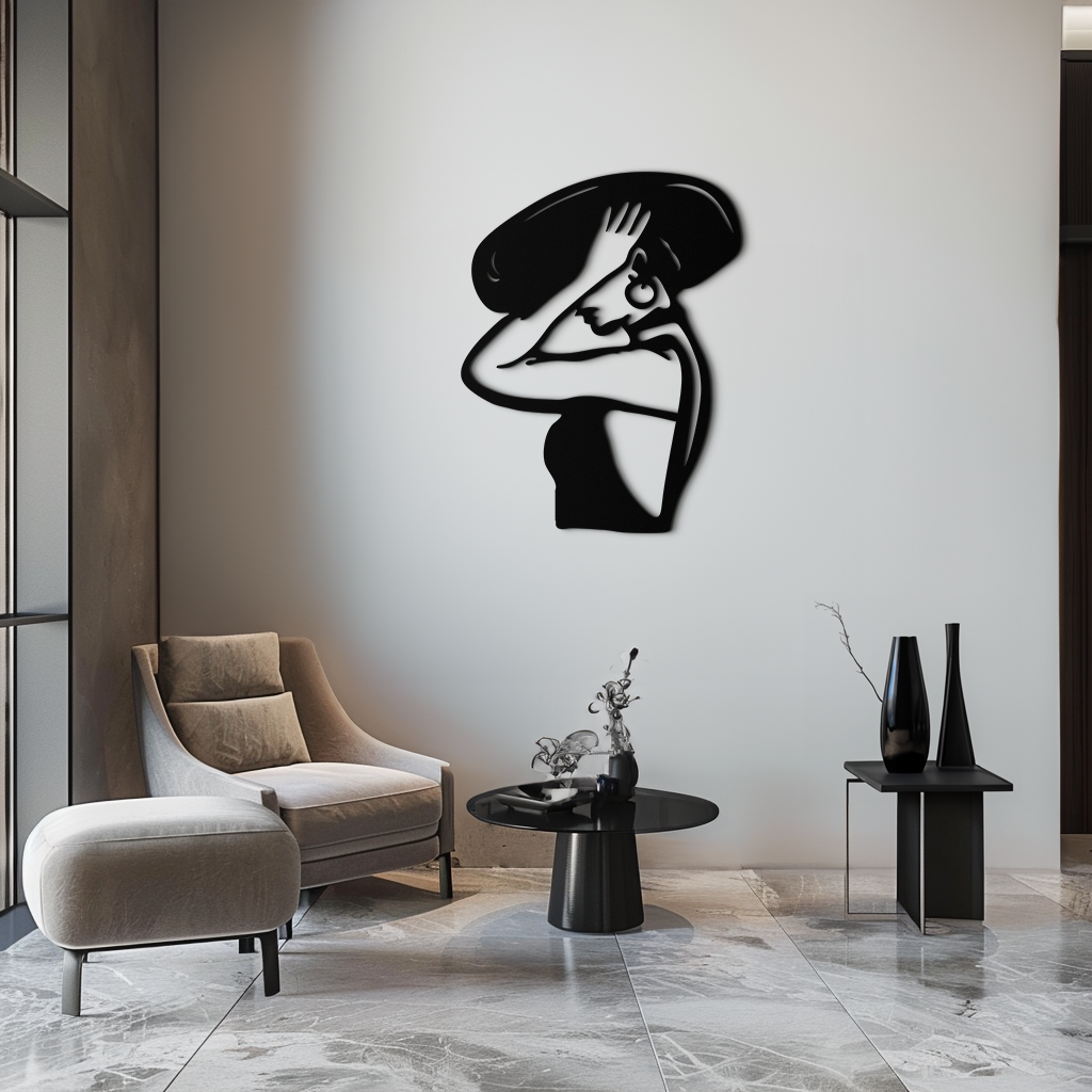 Elegant Woman with Hat Metal Wall Art – Fashion-Inspired Silhouette Décor- KAF651 - Tampa Home & Garden Store