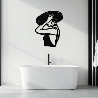 Elegant Woman with Hat Metal Wall Art – Fashion-Inspired Silhouette Décor- KAF651 - Tampa Home & Garden Store