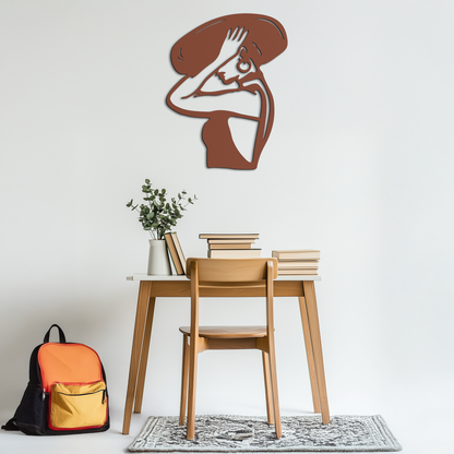 Elegant Woman with Hat Metal Wall Art – Fashion-Inspired Silhouette Décor- KAF651 - Tampa Home & Garden Store