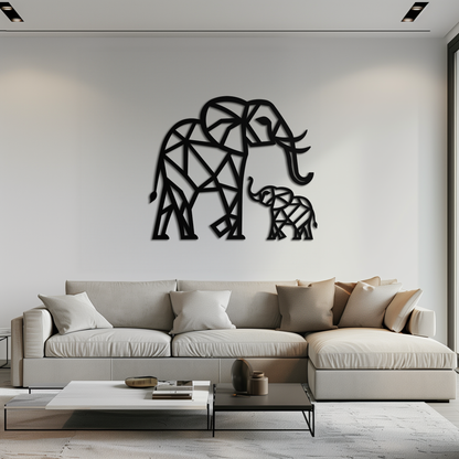 Elephant Family Metal Wall Art – Mom and Calves Silhouette Steel Decor for Nature and Animal Lovers- KAF337 - Tampa Home & Garden Store
