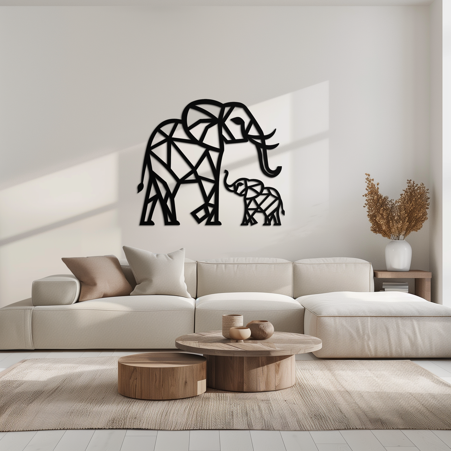 Elephant Family Metal Wall Art – Mom and Calves Silhouette Steel Decor for Nature and Animal Lovers- KAF337 - Tampa Home & Garden Store