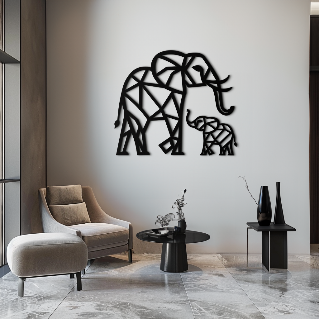 Elephant Family Metal Wall Art – Mom and Calves Silhouette Steel Decor for Nature and Animal Lovers- KAF337 - Tampa Home & Garden Store