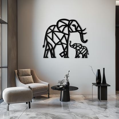 Elephant Family Metal Wall Art – Mom and Calves Silhouette Steel Decor for Nature and Animal Lovers- KAF337 - Tampa Home & Garden Store