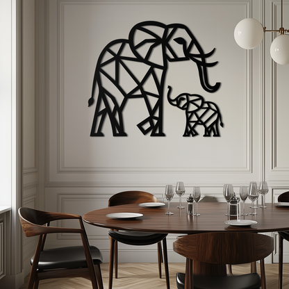 Elephant Family Metal Wall Art – Mom and Calves Silhouette Steel Decor for Nature and Animal Lovers- KAF337 - Tampa Home & Garden Store