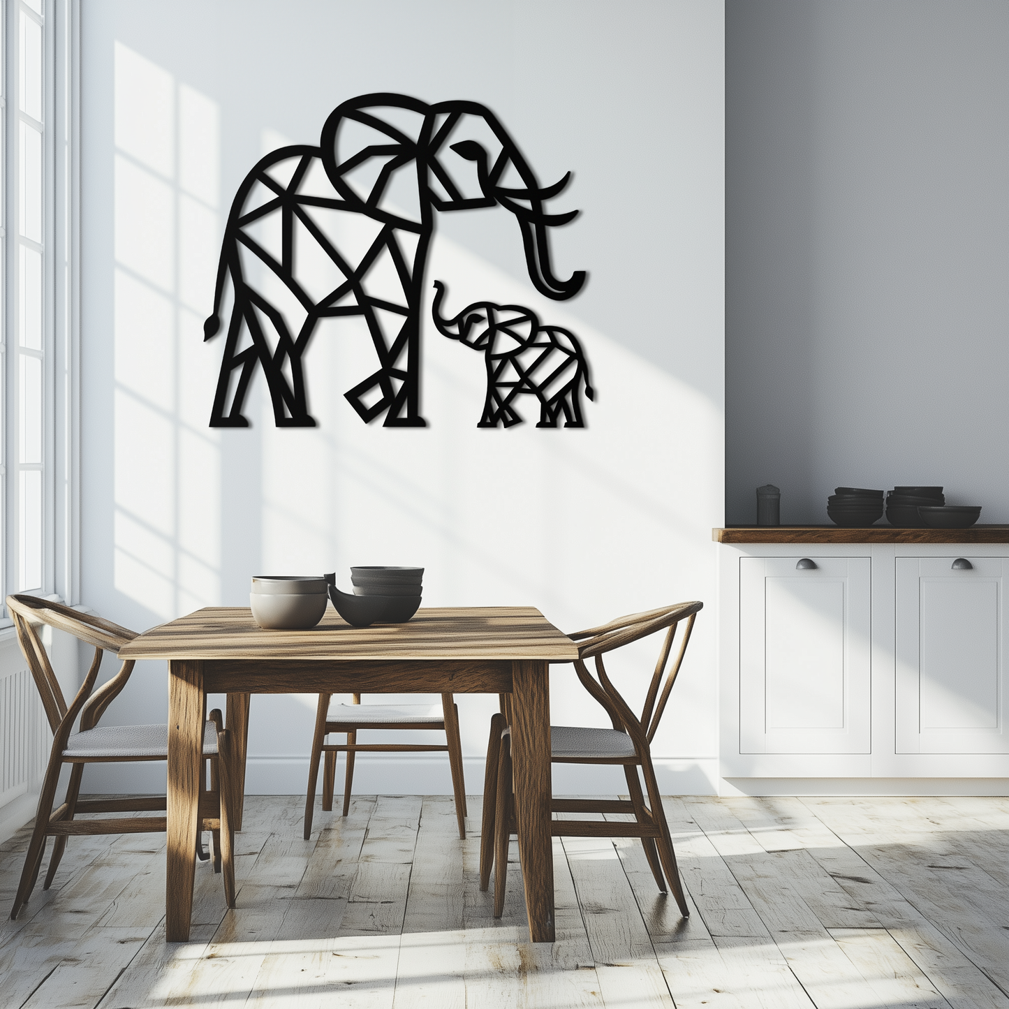 Elephant Family Metal Wall Art – Mom and Calves Silhouette Steel Decor for Nature and Animal Lovers- KAF337 - Tampa Home & Garden Store