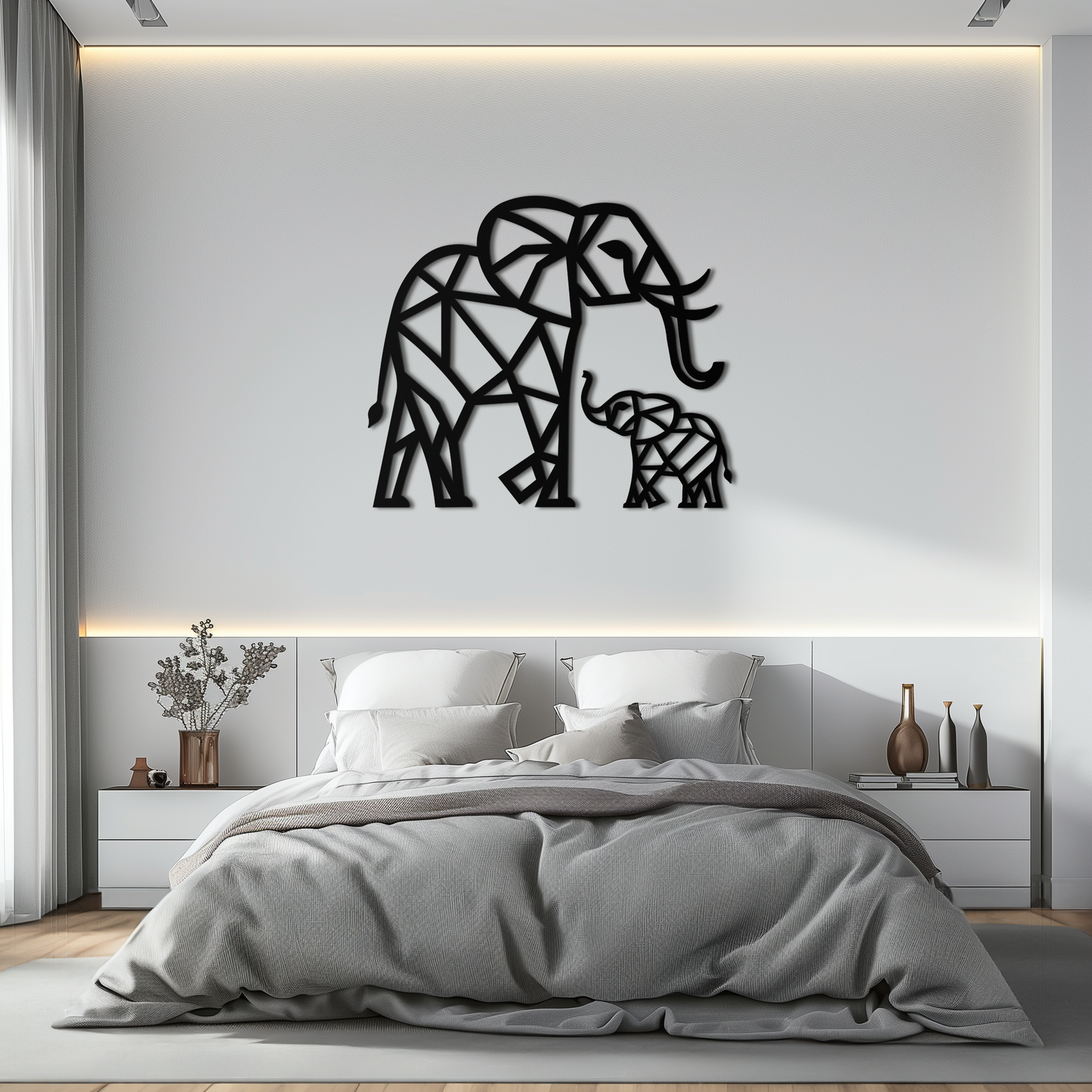 Elephant Family Metal Wall Art – Mom and Calves Silhouette Steel Decor for Nature and Animal Lovers- KAF337 - Tampa Home & Garden Store