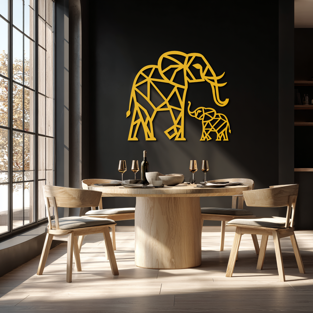 Elephant Family Metal Wall Art – Mom and Calves Silhouette Steel Decor for Nature and Animal Lovers- KAF337 - Tampa Home & Garden Store