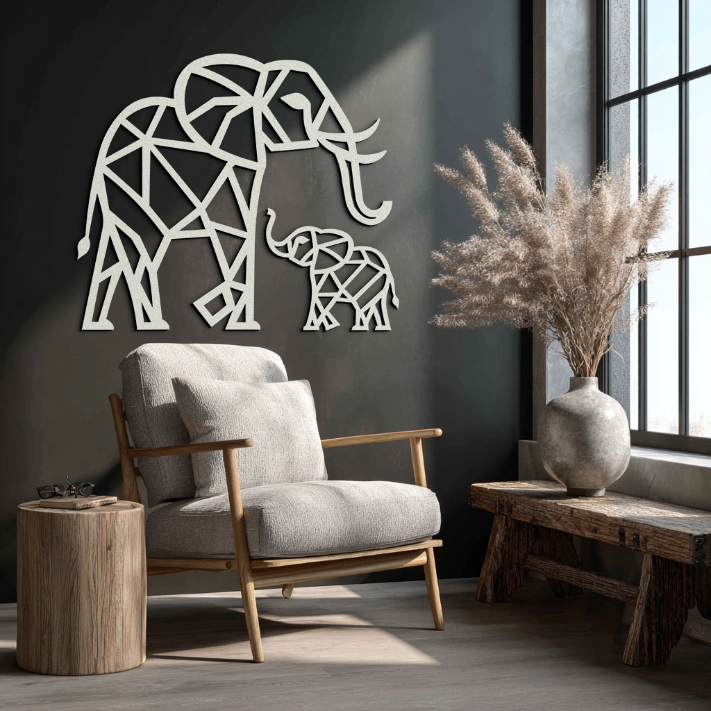 Elephant Family Metal Wall Art – Mom and Calves Silhouette Steel Decor for Nature and Animal Lovers- KAF337 - Tampa Home & Garden Store
