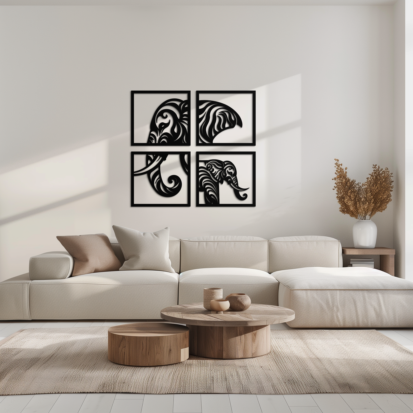 Elephant Silhouette 4-Piece Metal Wall Art – Modern Tribal Design- KAF374 - Tampa Home & Garden Store