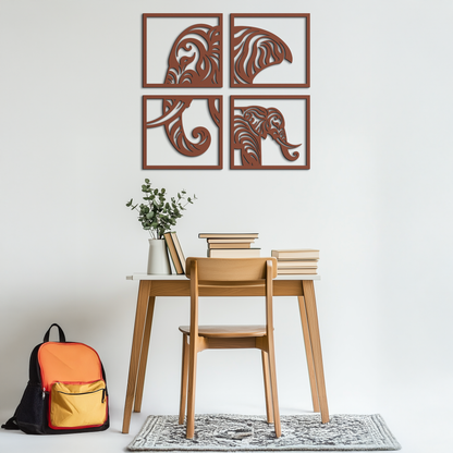Elephant Silhouette 4-Piece Metal Wall Art – Modern Tribal Design- KAF374 - Tampa Home & Garden Store