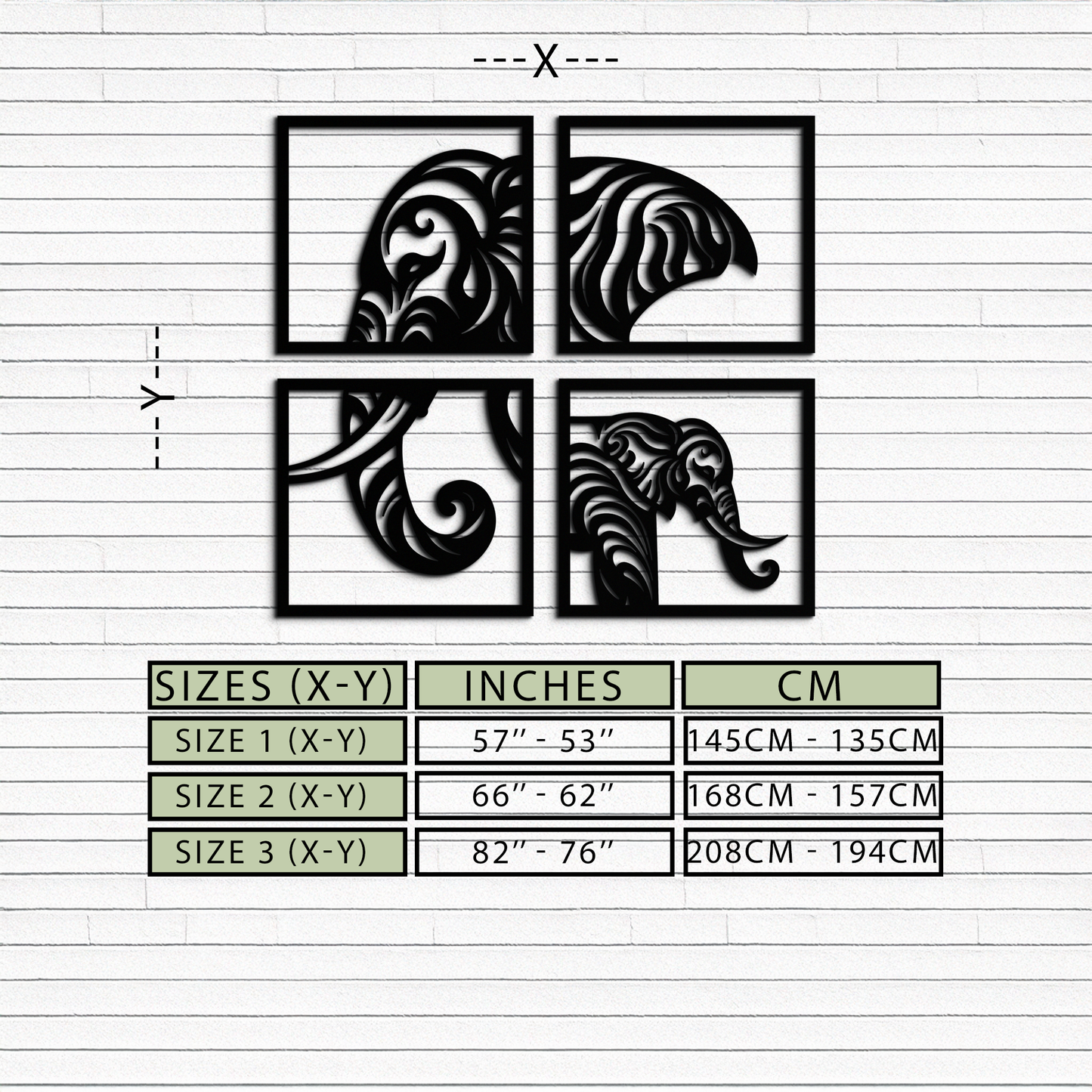 Elephant Silhouette 4-Piece Metal Wall Art – Modern Tribal Design- KAF374 - Tampa Home & Garden Store