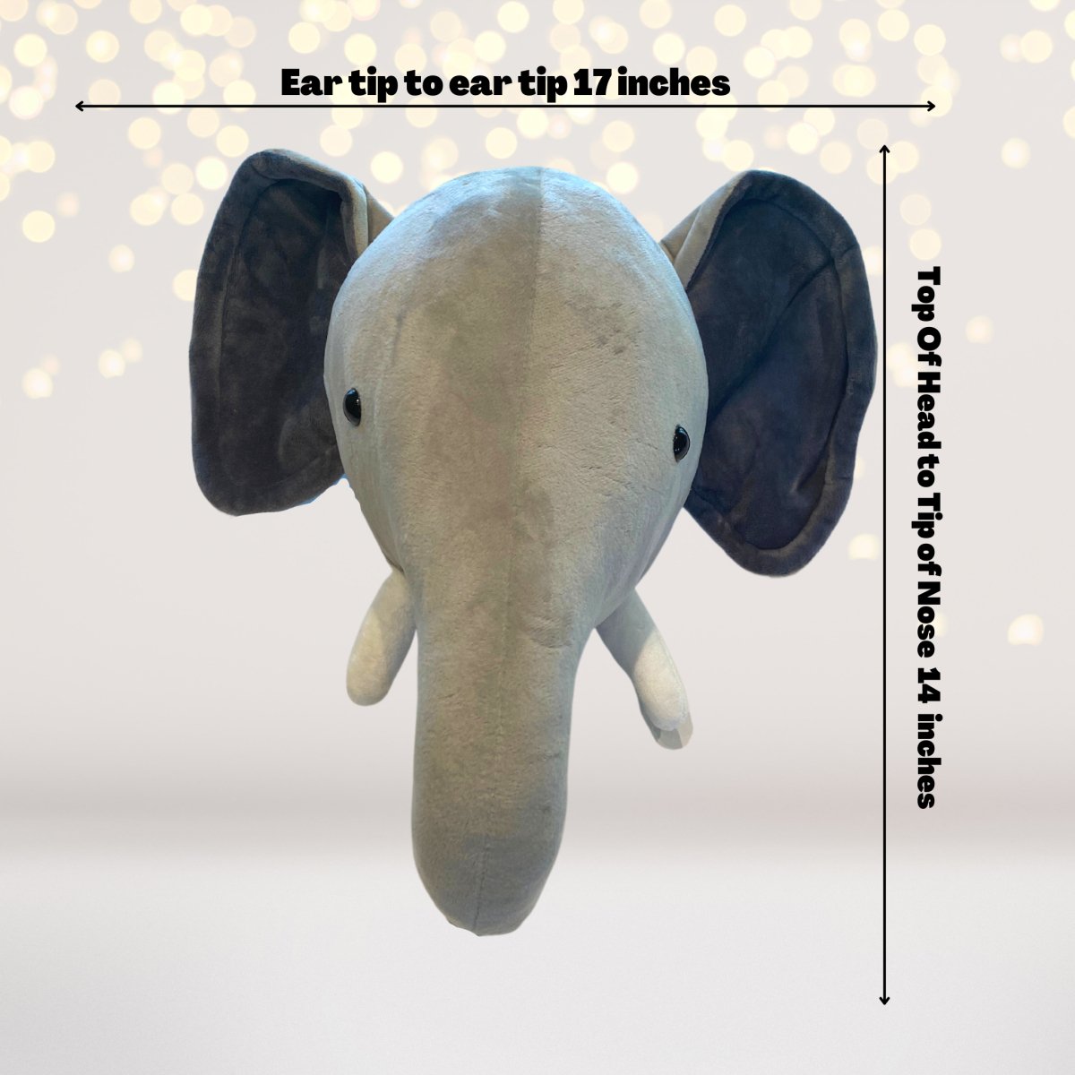 Play set plush elephant toy, soft gray with dark ears, 17-inch ear-to-ear on Tampa Home & Garden Store