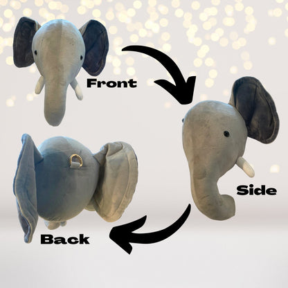 Elephant plush play set by Chicky Chicky Bling Bling, blue-gray with dark ears, circus toy on Tampa Home & Garden Store