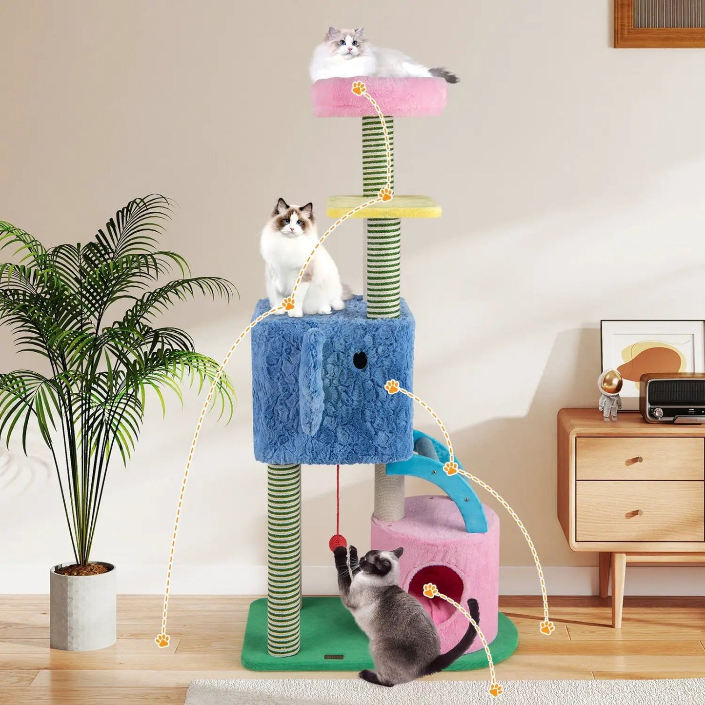 Elephant Themed Cat Tree with Multi Level Condos